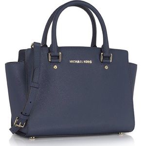 Michael Kors selma patent leather satchel tote bag